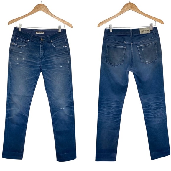 Acne Studios Denim - Acne Low Rise Boot Cut Jeans Hex Used Twill Blue